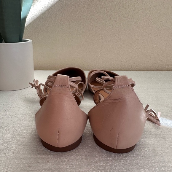 New Halogen Blush Leather Pointed Wrap Around Ankle Tassels Flats Women’s 10M - Picture 9 of 13
